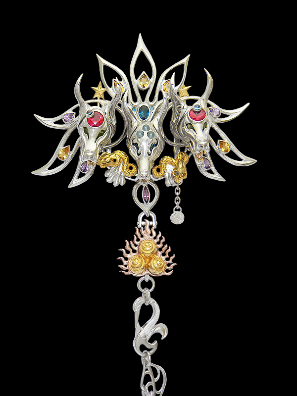 Wallet Chain/silver/Three headed nine tailed silver wolf-fox -三頭九尾の銀狼狐-