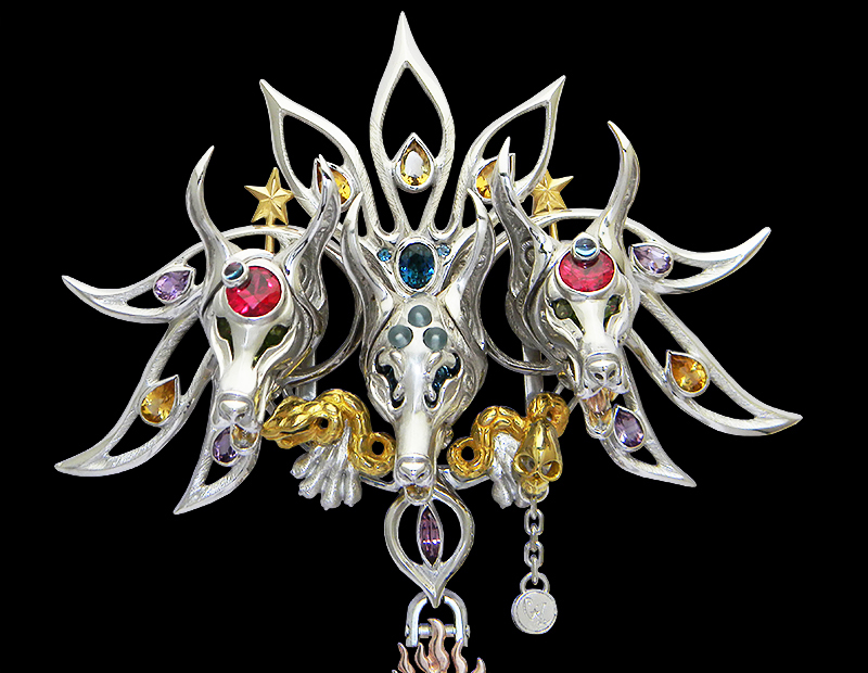 Wallet Chain/silver/Three headed nine tailed silver wolf-fox -三頭九尾の銀狼狐-