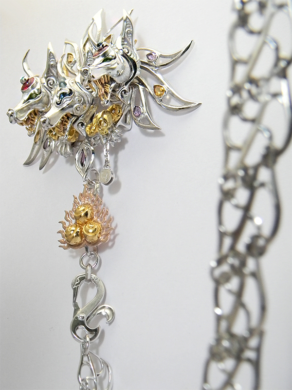 Wallet Chain/silver/Three headed nine tailed silver wolf-fox -三頭九尾の銀狼狐-