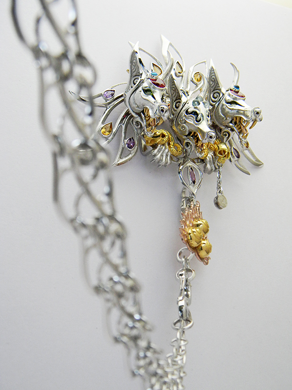 Wallet Chain/silver/Three headed nine tailed silver wolf-fox -三頭九尾の銀狼狐-