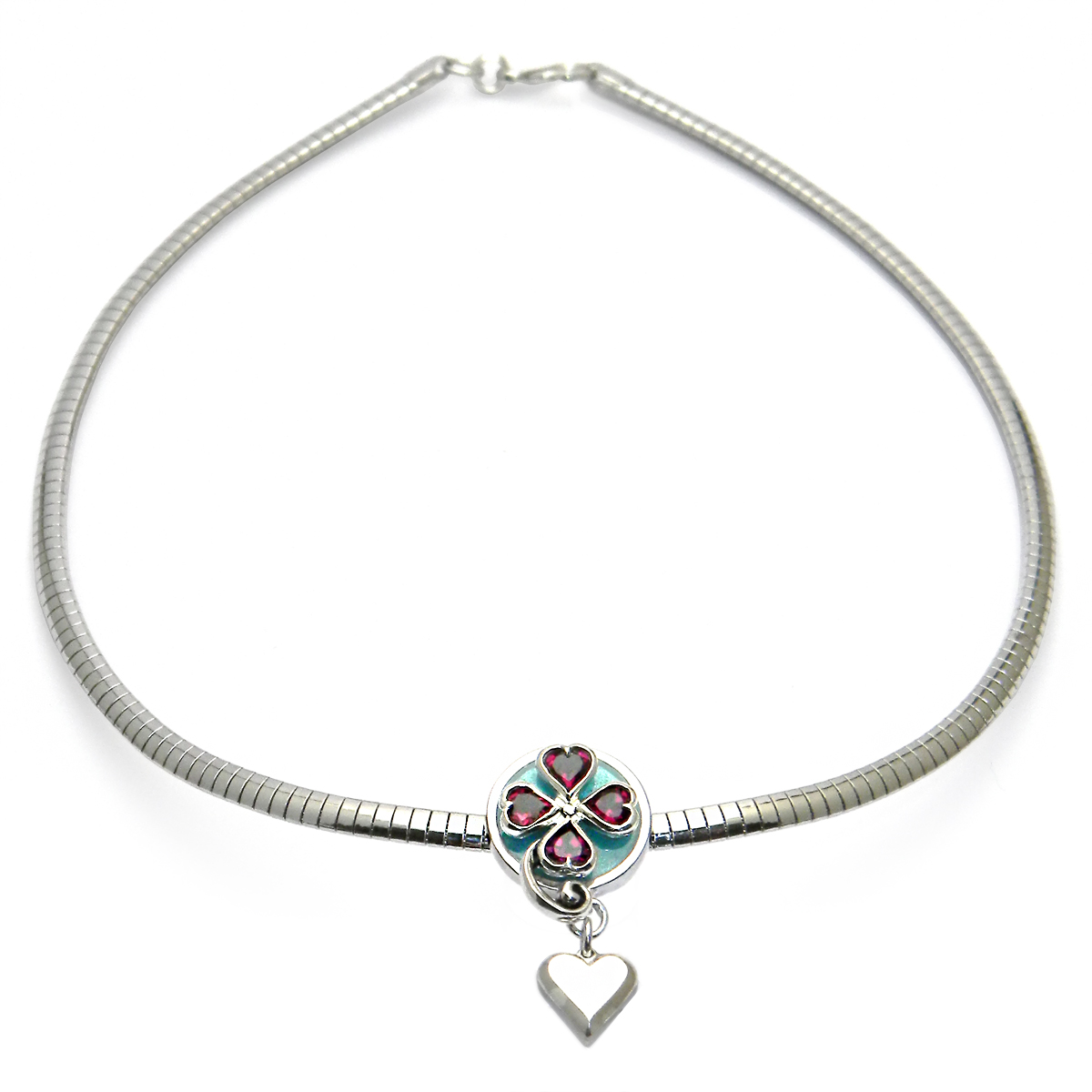 Choker/silver/Four-leaf Clovers of Happiness -幸運の四葉のクローバー-